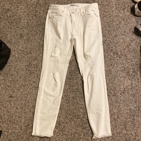 Just Black White Distressed  Skinny Jeans Preowned Womens Size 29 Comfortable - Picture 3 of 8